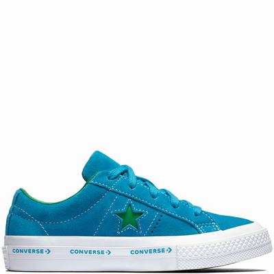 Converse One Star Suede Wordmark Low Tops Kids - Green Shoes (468ZSEXY)